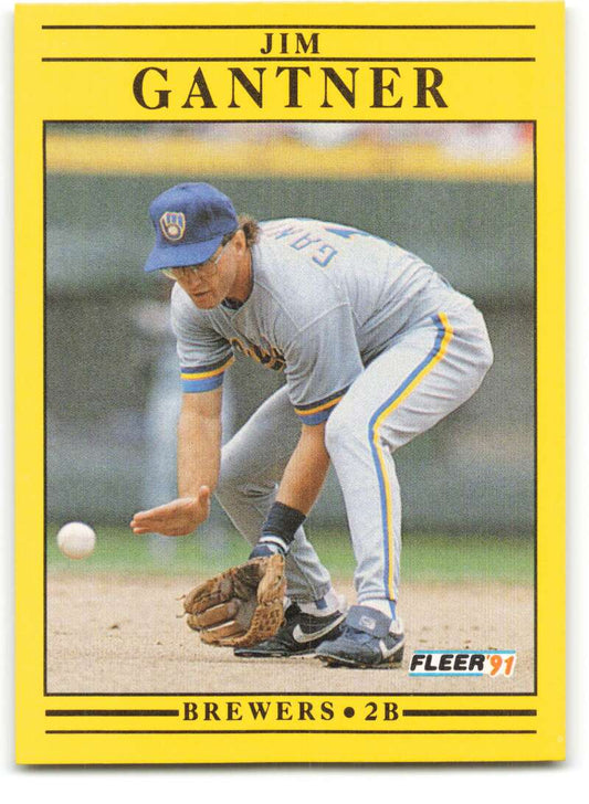 1991 Fleer Baseball #584 Jim Gantner  Milwaukee Brewers  Image 1