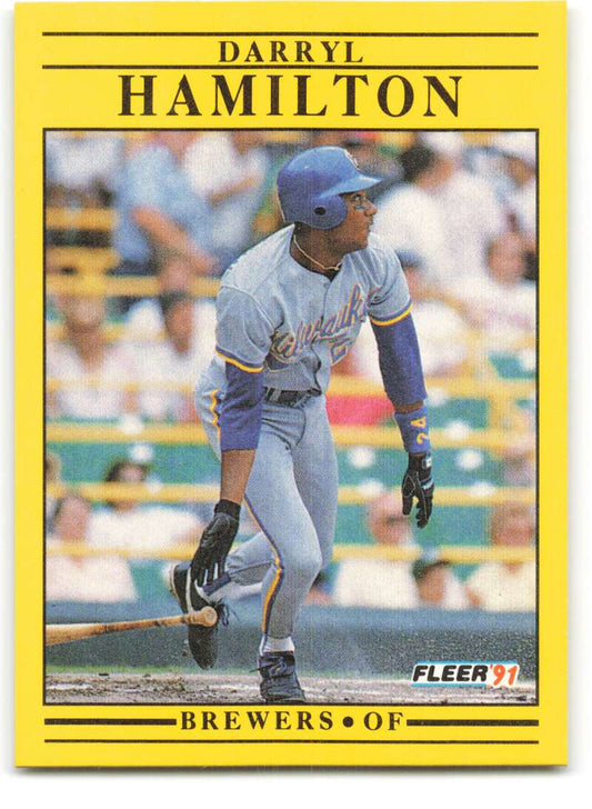 1991 Fleer Baseball #585 Darryl Hamilton  Milwaukee Brewers  Image 1