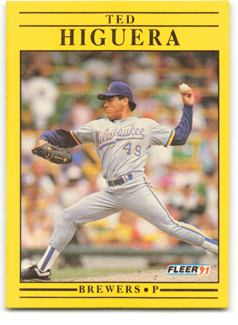 1991 Fleer Baseball #586 Teddy Higuera Milwaukee Brewers Image 1