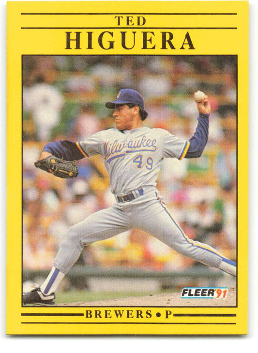 1991 Fleer Baseball #586 Teddy Higuera  Milwaukee Brewers  Image 1