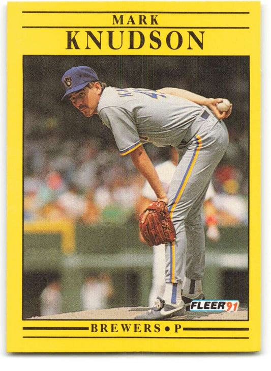 1991 Fleer Baseball #587 Mark Knudson  Milwaukee Brewers  Image 1