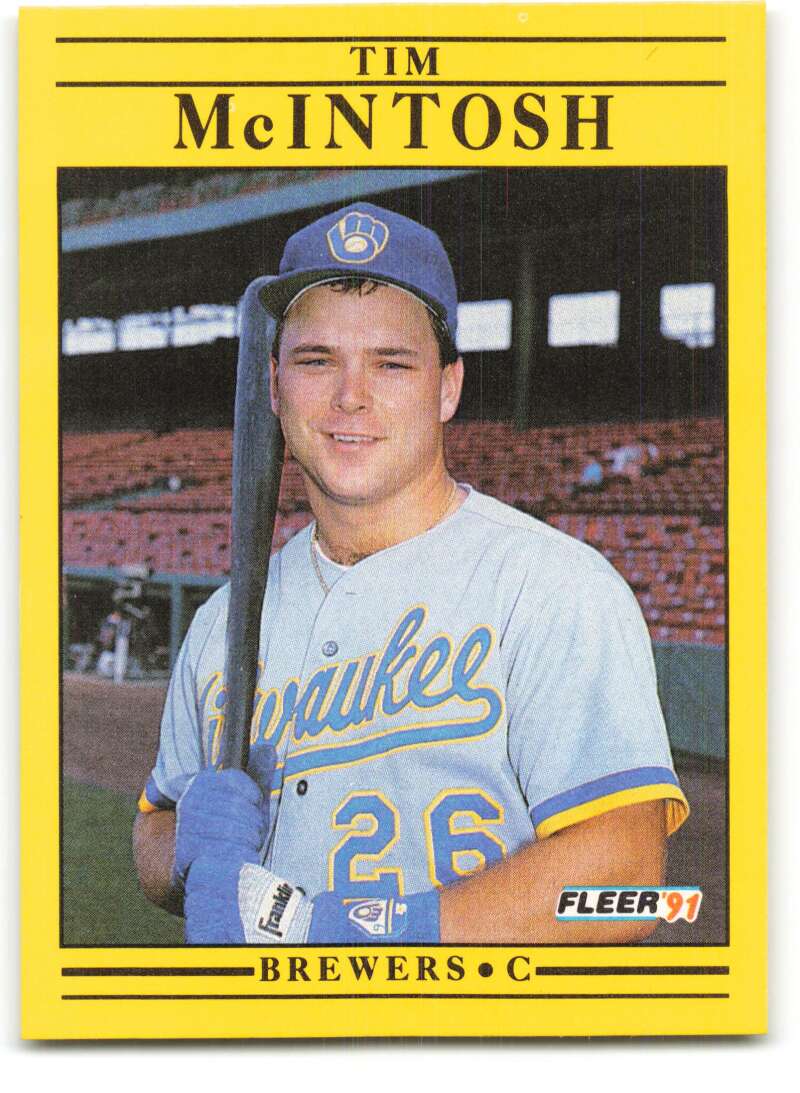 1991 Fleer Baseball #589 Tim McIntosh Milwaukee Brewers Image 1