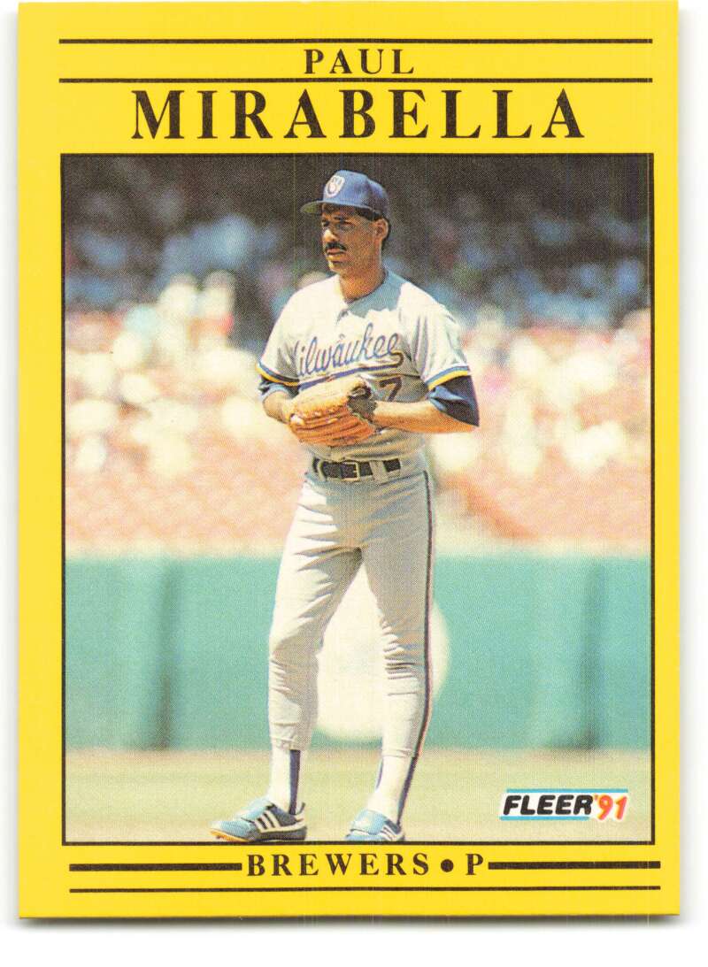 1991 Fleer Baseball #590 Paul Mirabella Milwaukee Brewers Image 1