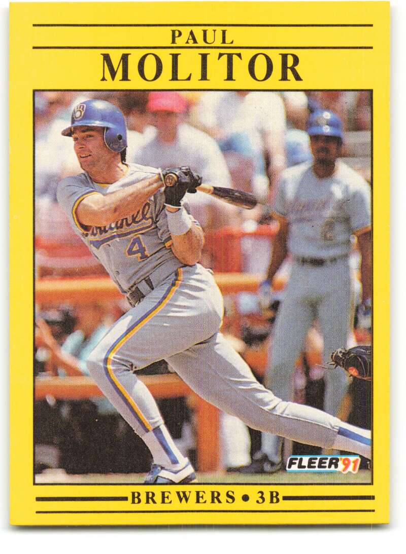 1991 Fleer Baseball #591 Paul Molitor Milwaukee Brewers Image 1