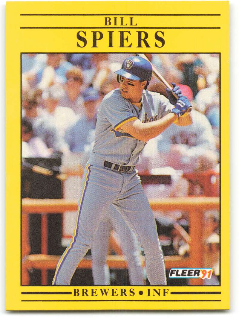 1991 Fleer Baseball #597 Bill Spiers Milwaukee Brewers Image 1
