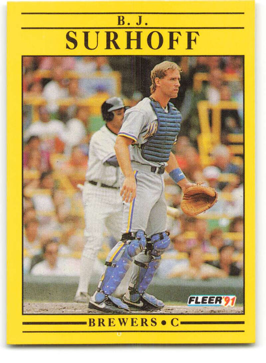 1991 Fleer Baseball #598 B.J. Surhoff  Milwaukee Brewers  Image 1