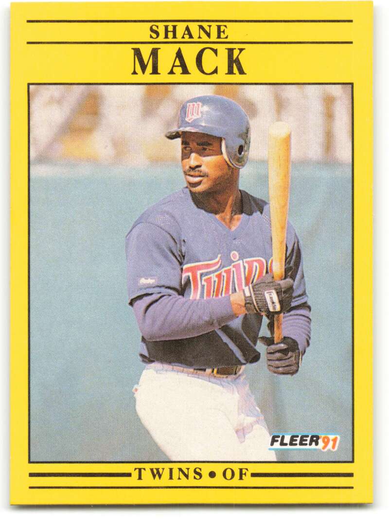 1991 Fleer Baseball #618 Shane Mack Minnesota Twins Image 1