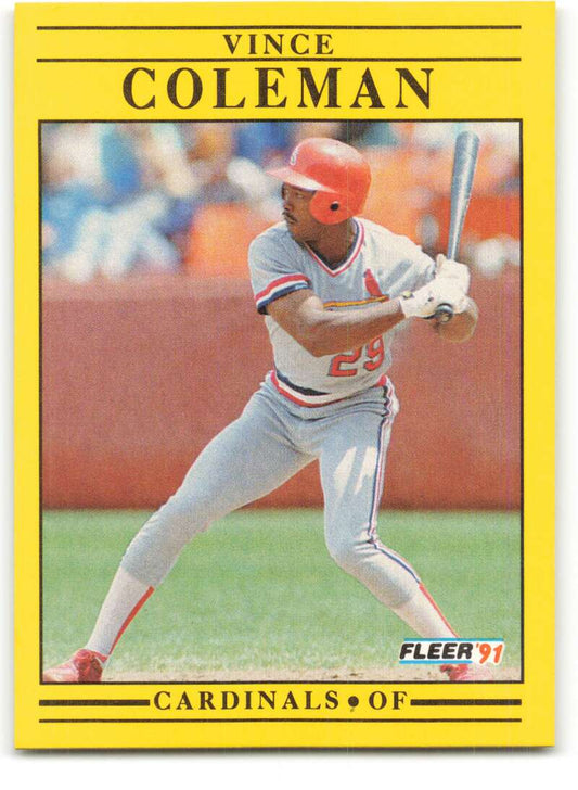 1991 Fleer Baseball #629 Vince Coleman  St. Louis Cardinals  Image 1