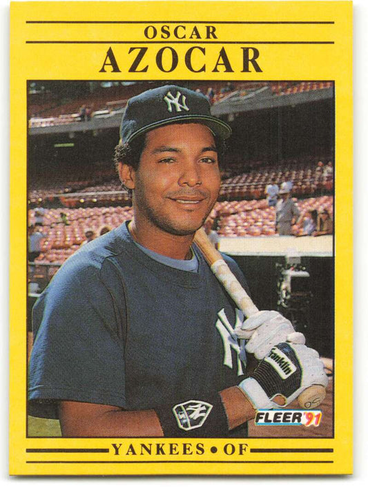 1991 Fleer Baseball #655 Oscar Azocar  New York Yankees  Image 1