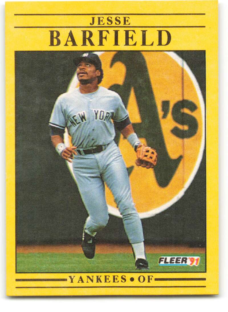 1991 Fleer Baseball #657 Jesse Barfield New York Yankees Image 1