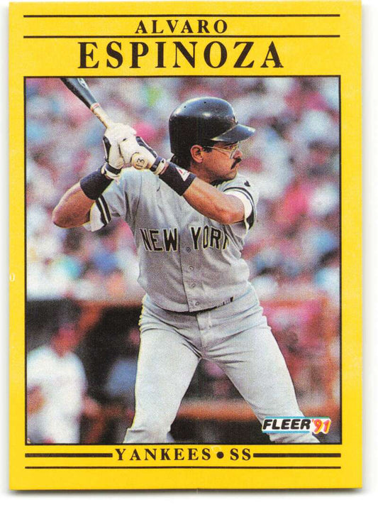 1991 Fleer Baseball #662 Alvaro Espinoza  New York Yankees  Image 1