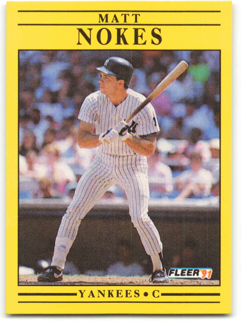 1991 Fleer Baseball #674 Matt Nokes New York Yankees Image 1