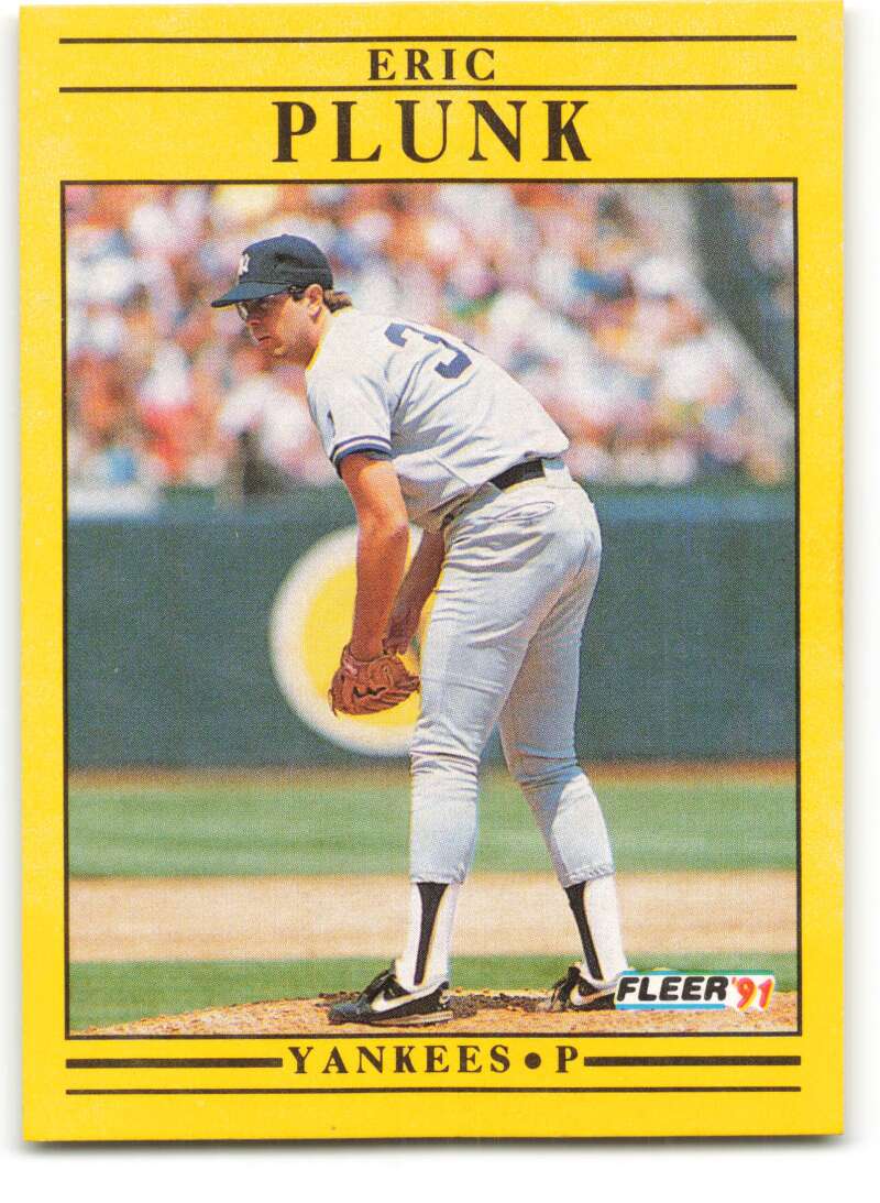 1991 Fleer Baseball #676 Eric Plunk New York Yankees Image 1