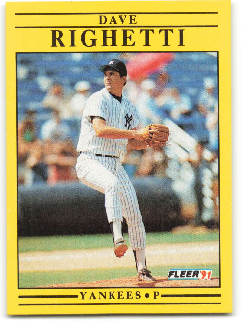 1991 Fleer Baseball #677 Dave Righetti New York Yankees Image 1