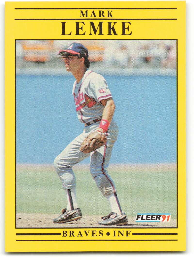 1991 Fleer Baseball #696 Mark Lemke Atlanta Braves Image 1