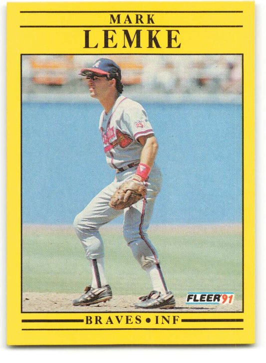 1991 Fleer Baseball #696 Mark Lemke  Atlanta Braves  Image 1