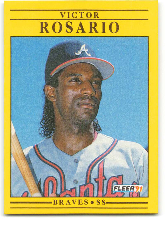 1991 Fleer Baseball #701 Victor Rosario  RC Rookie Atlanta Braves  Image 1
