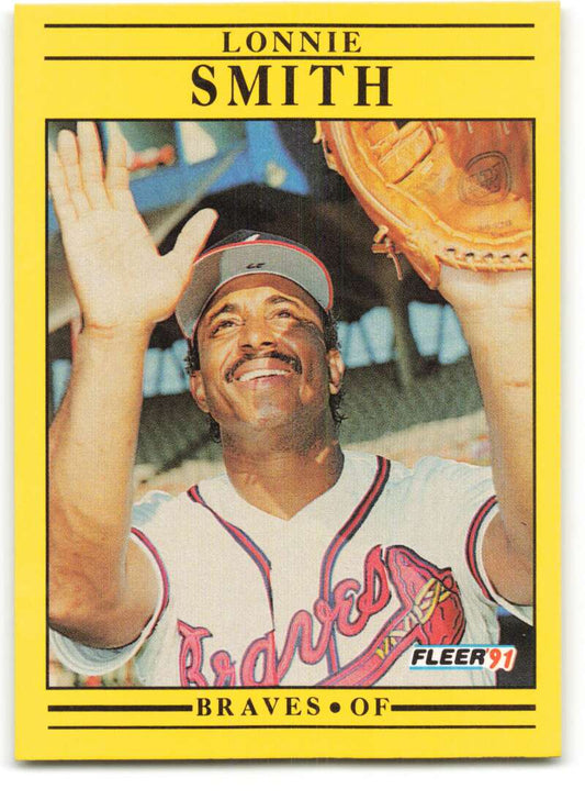 1991 Fleer Baseball #702 Lonnie Smith  Atlanta Braves  Image 1
