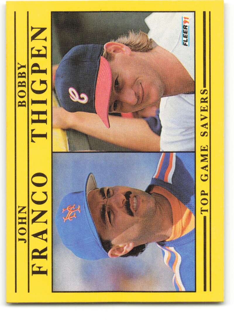 1991 Fleer Baseball #712 Bobby Thigpen/John Franco Top Game Savers Image 1