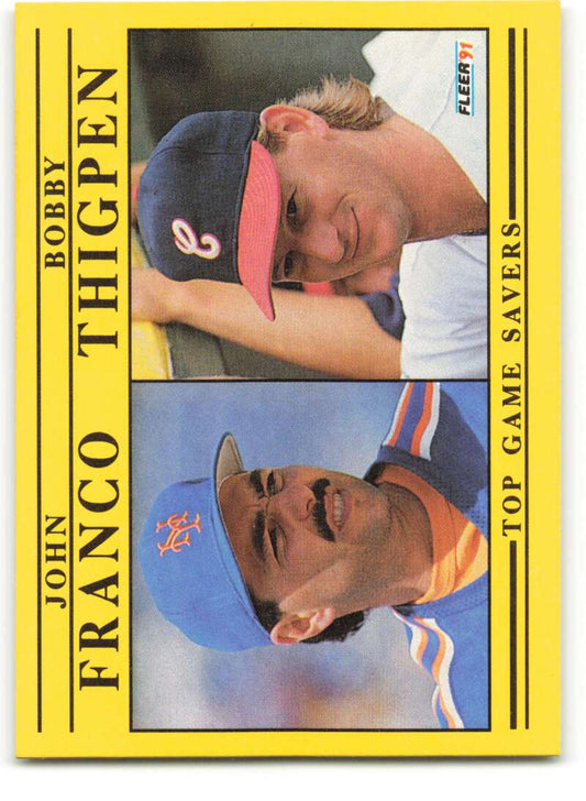 1991 Fleer Baseball #712 Bobby Thigpen/John Franco Top Game Savers  Image 1