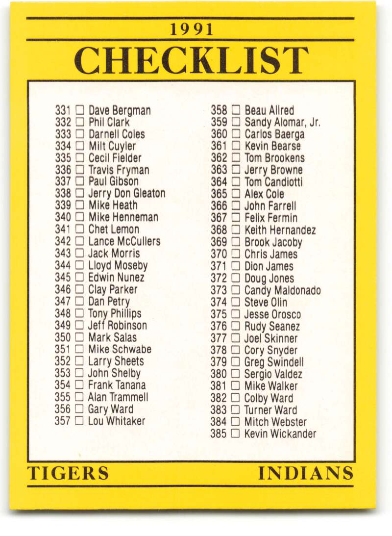 1991 Fleer Baseball #717 Tigers/Indians-Phillies/Cubs CL Image 1