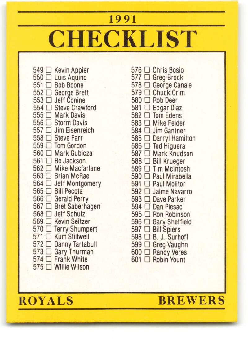 1991 Fleer Baseball #719 Royals/Brewers-Twins/Cardinals CL Image 1