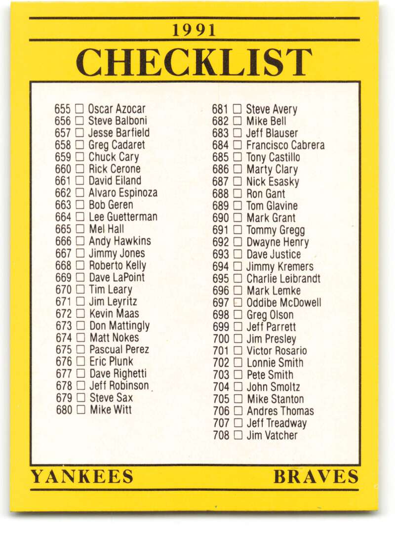 1991 Fleer Baseball #720 Yankees/Braves-Superstars/Specials CL Image 1