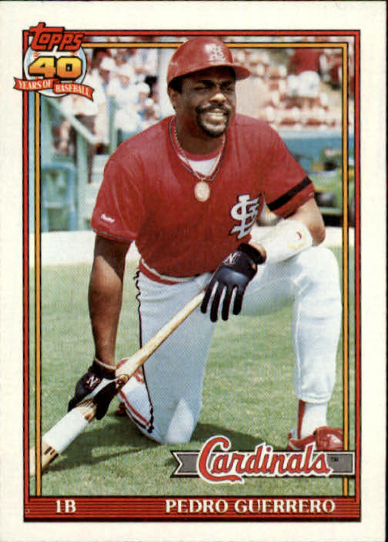 1991 Topps #20 Pedro Guerrero Baseball St. Louis Cardinals Image 1