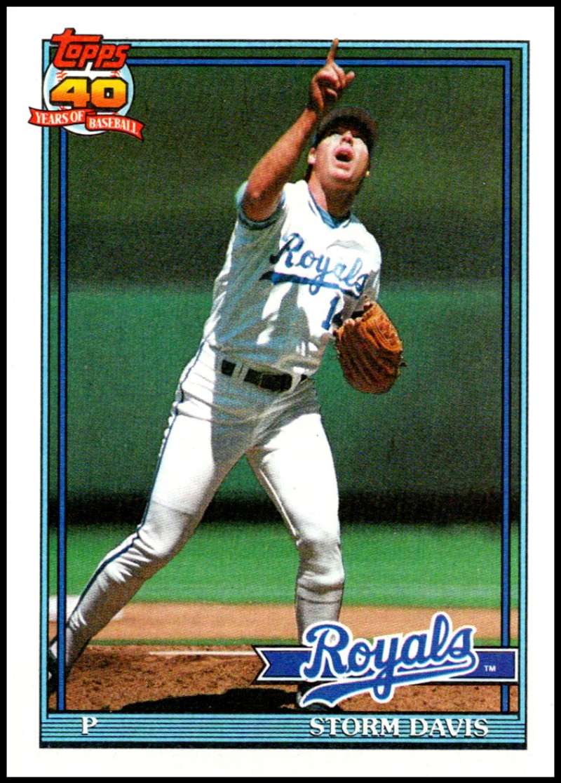 1991 Topps #22 Storm Davis Baseball Kansas City Royals Image 1