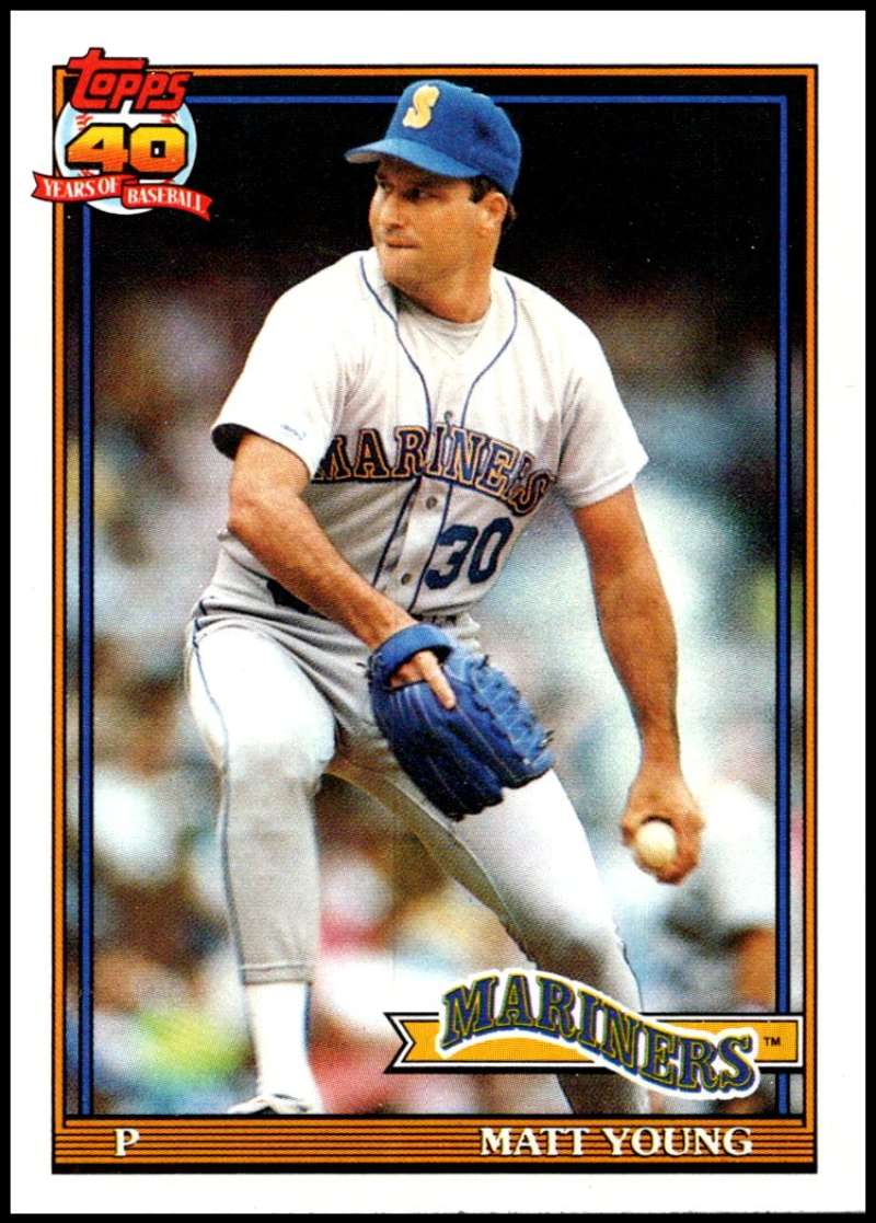 1991 Topps #108 Matt Young Baseball Seattle Mariners Image 1