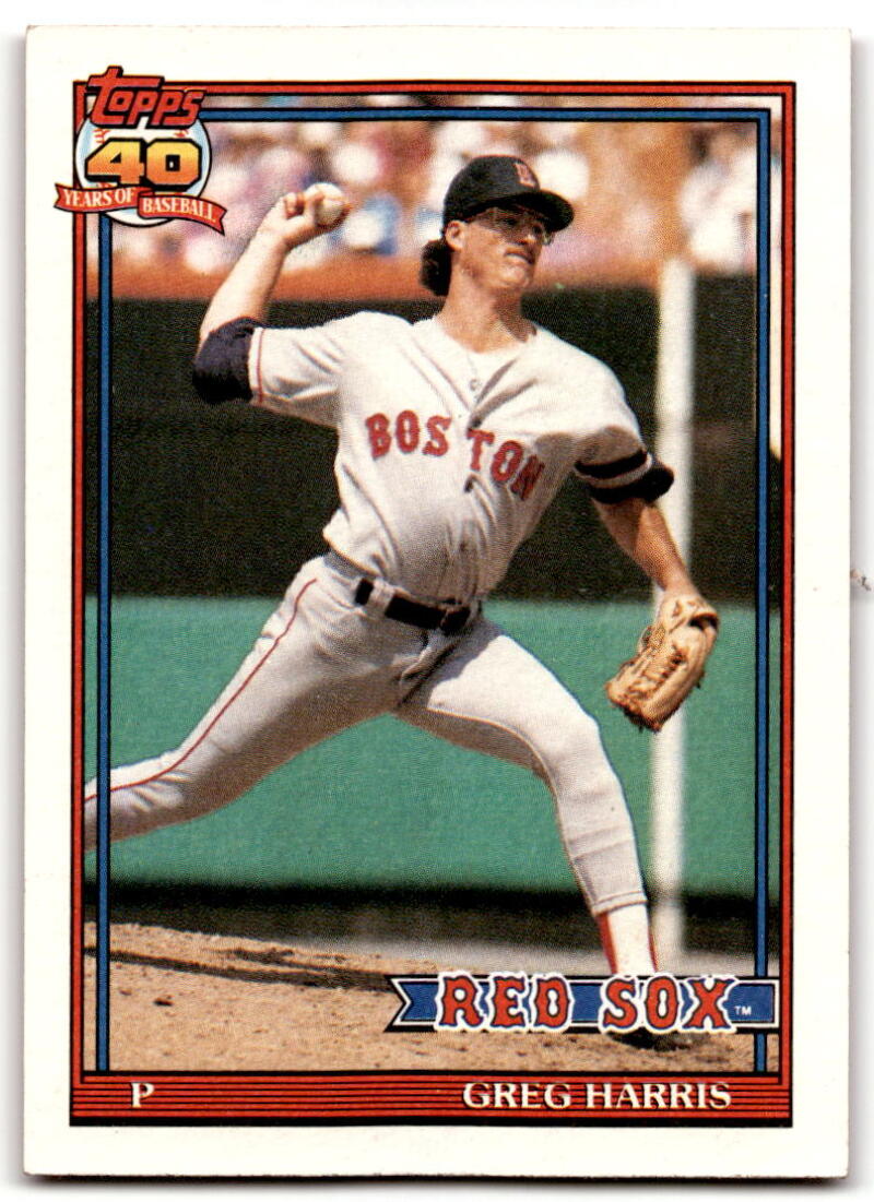 1991 Topps #123 Greg Harris Baseball Boston Red Sox Image 1