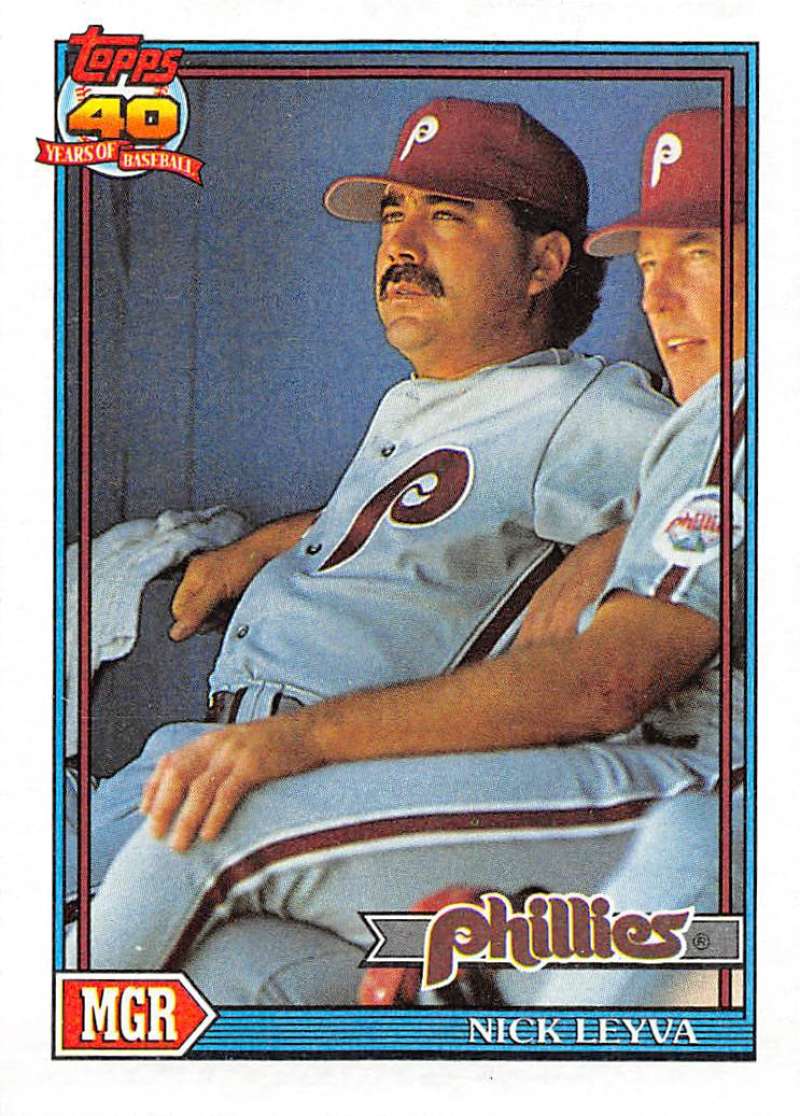 1991 Topps #141 Nick Leyva MG Baseball Philadelphia Phillies Image 1
