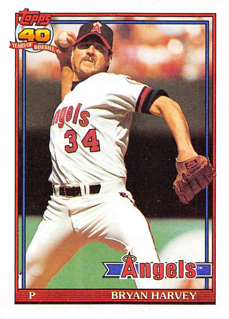 1991 Topps #153 Bryan Harvey Baseball California Angels Image 1