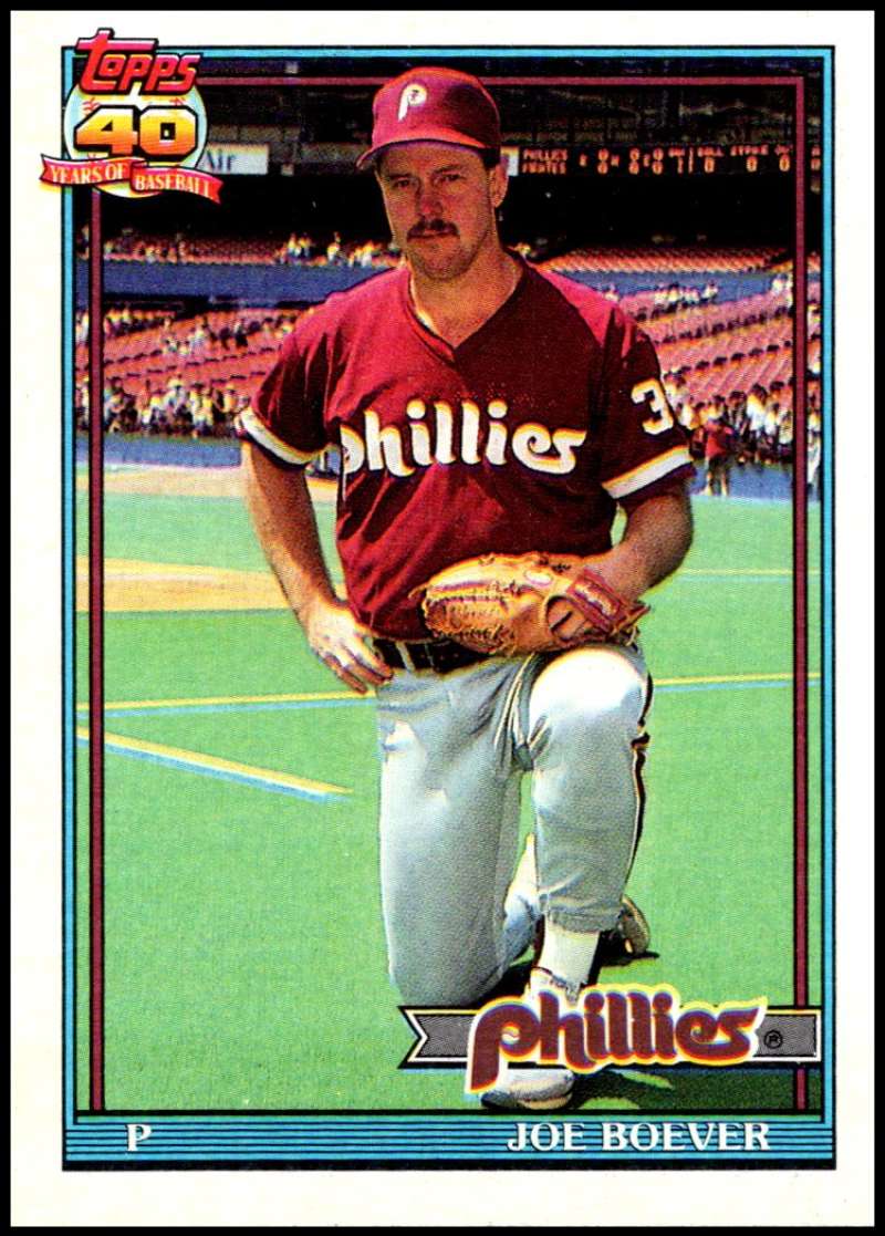 1991 Topps #159 Joe Boever Baseball Philadelphia Phillies Image 1