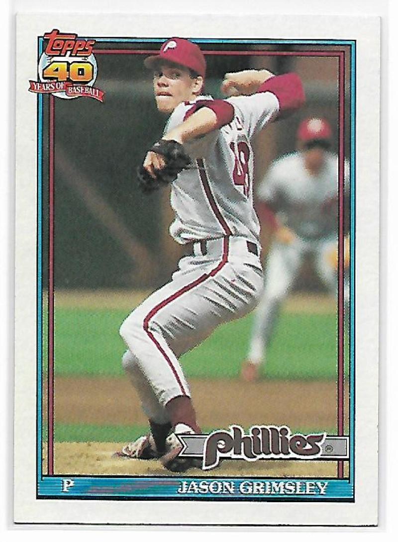 1991 Topps #173 Jason Grimsley Baseball Philadelphia Phillies Image 1