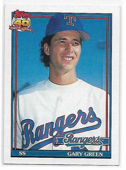 1991 Topps #184 Gary Green Baseball Texas Rangers  Image 1
