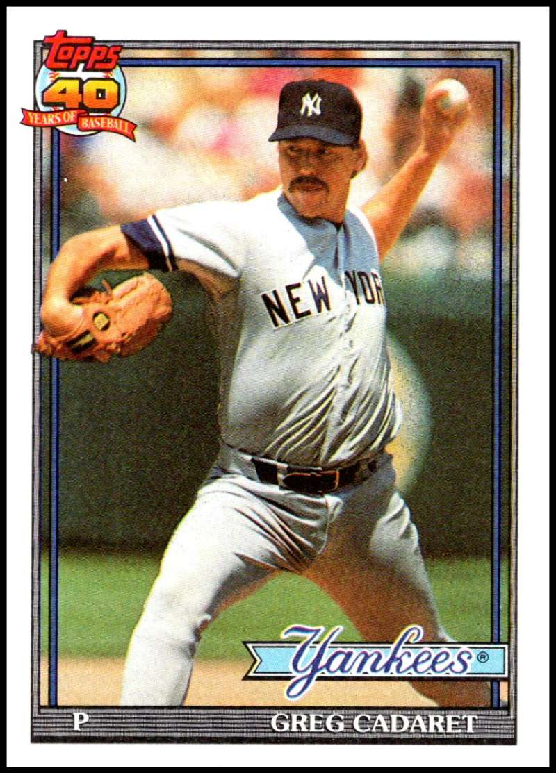 1991 Topps #187 Greg Cadaret Baseball New York Yankees Image 1