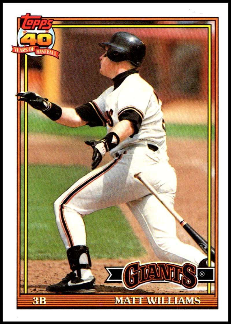 1991 Topps #190 Matt Williams Baseball San Francisco Giants Image 1
