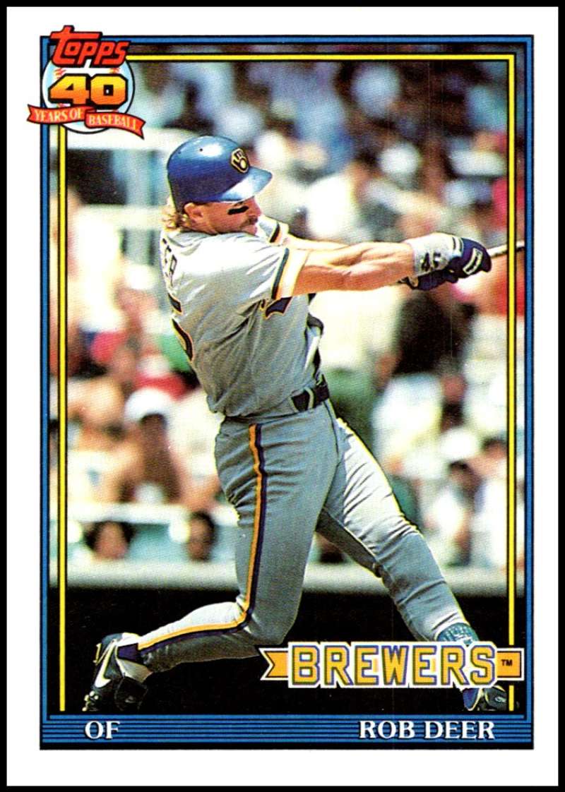 1991 Topps #192 Rob Deer Baseball Milwaukee Brewers Image 1