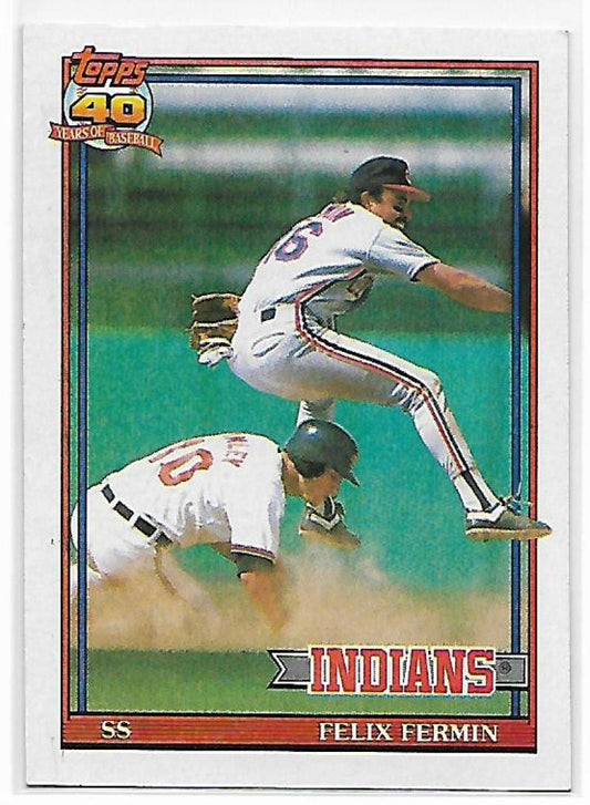 1991 Topps #193 Felix Fermin Baseball Cleveland Indians  Image 1