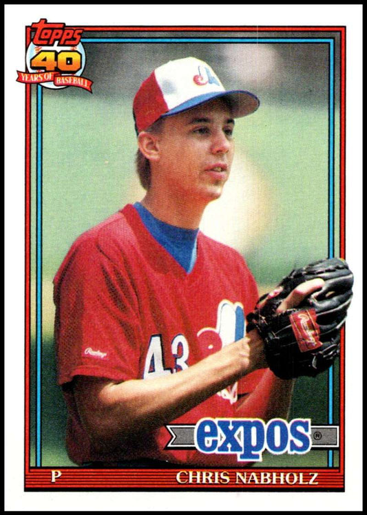 1991 Topps #197 Chris Nabholz Baseball Montreal Expos  Image 1
