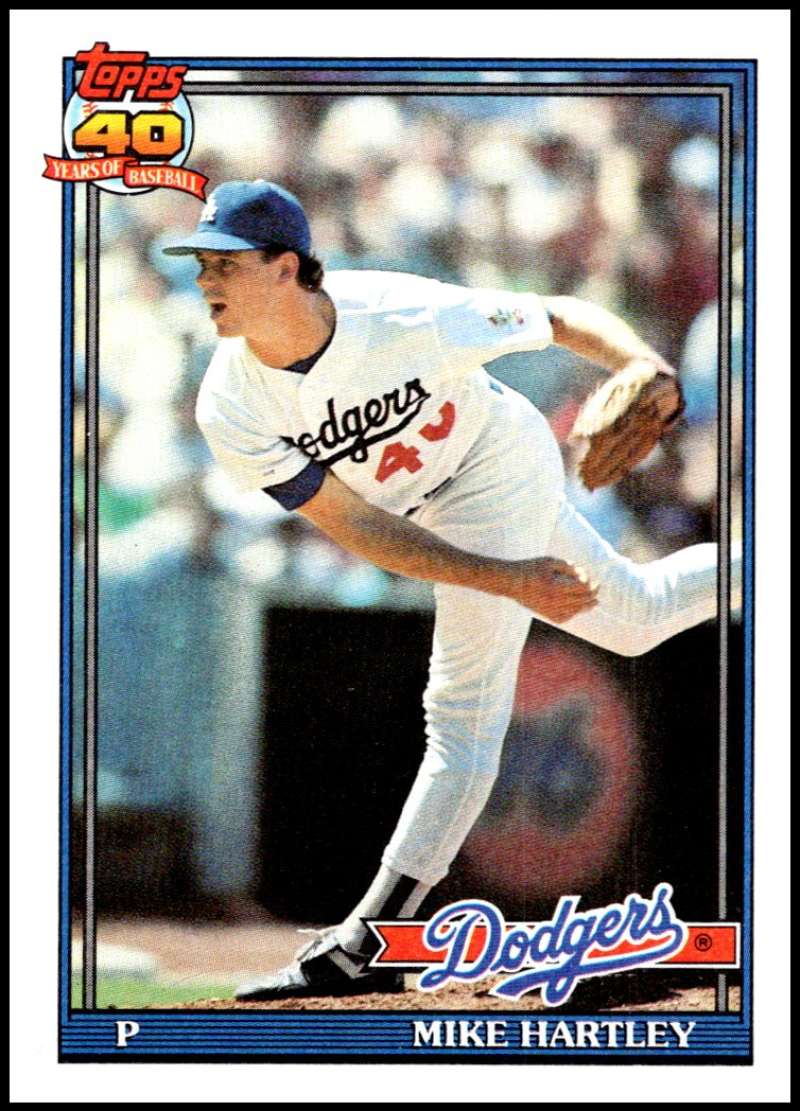 1991 Topps #199 Mike Hartley Baseball Los Angeles Dodgers Image 1