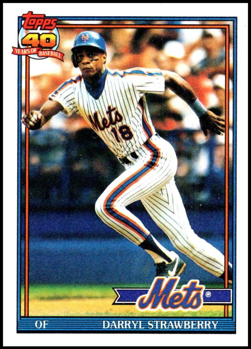 1991 Topps #200 Darryl Strawberry Baseball New York Mets Image 1