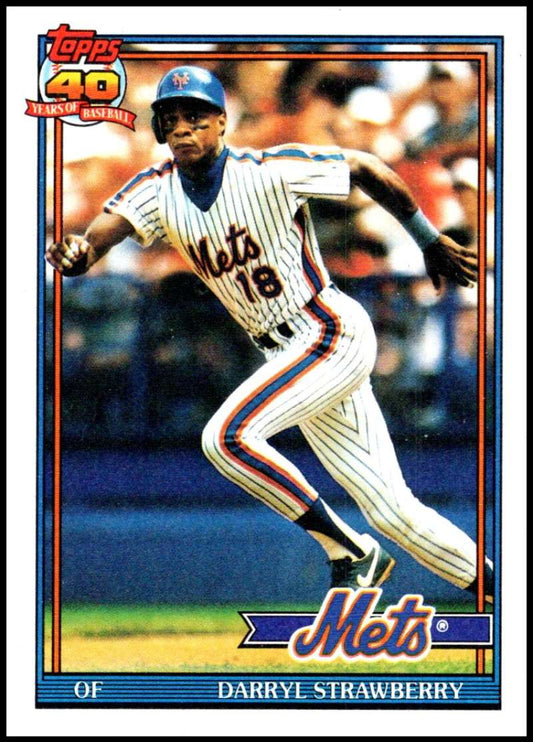1991 Topps #200 Darryl Strawberry Baseball New York Mets  Image 1