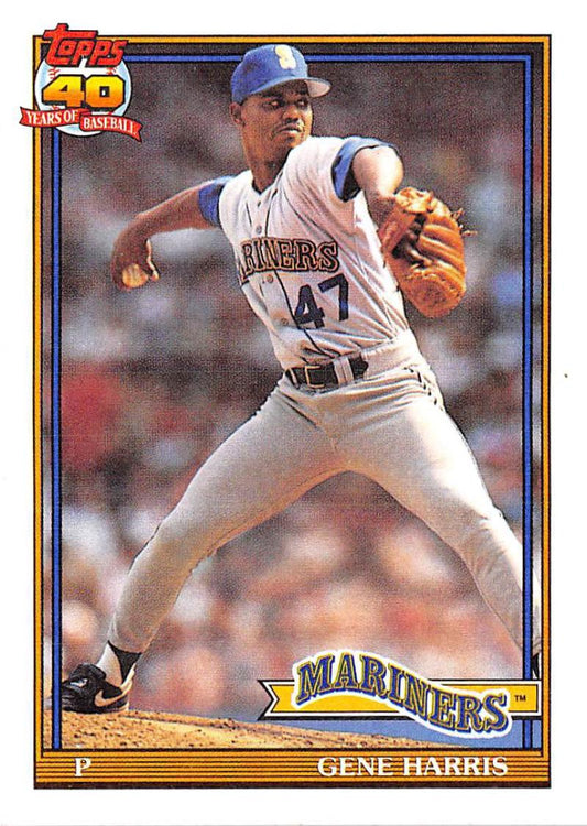 1991 Topps #203 Gene Harris Baseball Seattle Mariners  Image 1