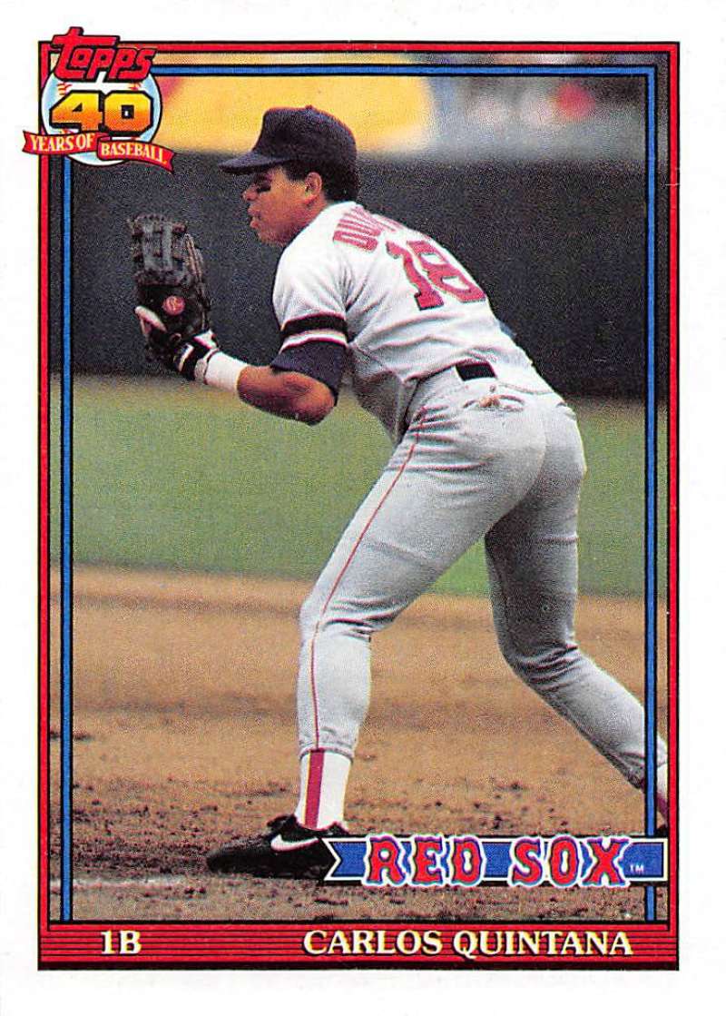 1991 Topps #206 Carlos Quintana Baseball Boston Red Sox Image 1