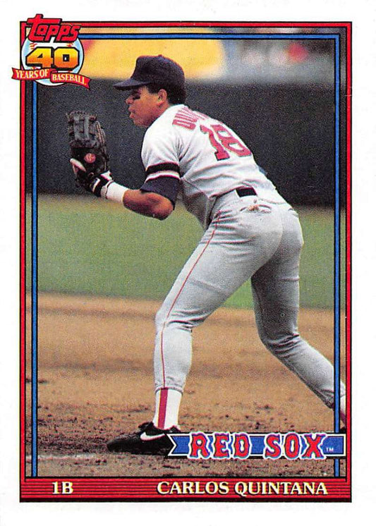 1991 Topps #206 Carlos Quintana Baseball Boston Red Sox  Image 1