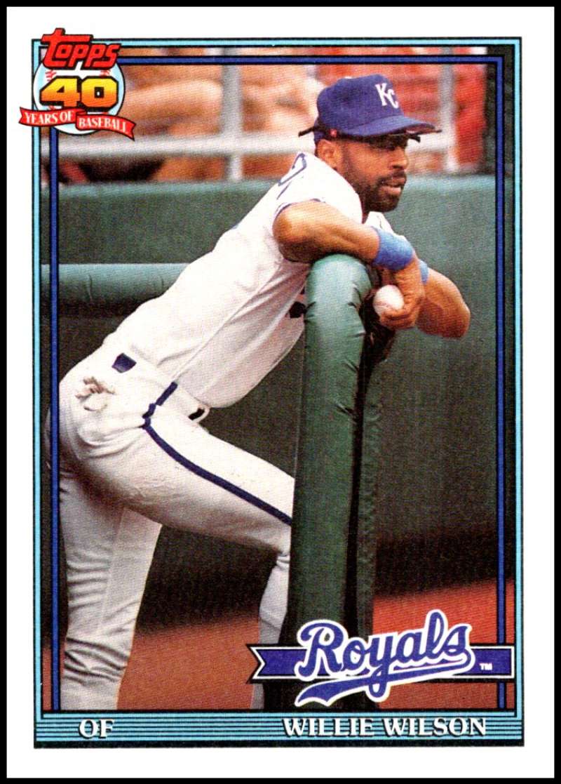 1991 Topps #208 Willie Wilson Baseball Kansas City Royals Image 1
