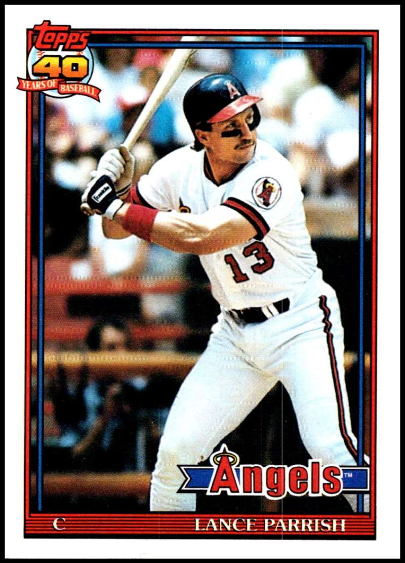 1991 Topps #210 Lance Parrish Baseball California Angels Image 1