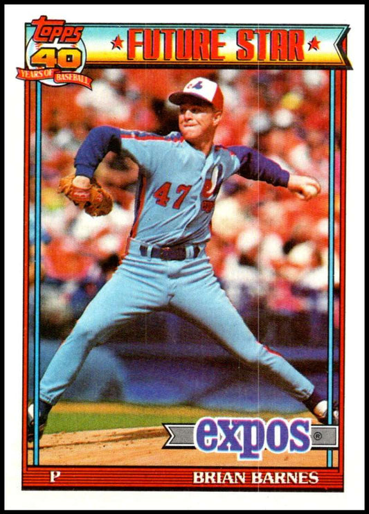 1991 Topps #211 Brian Barnes Baseball RC Rookie Montreal Expos  Image 1